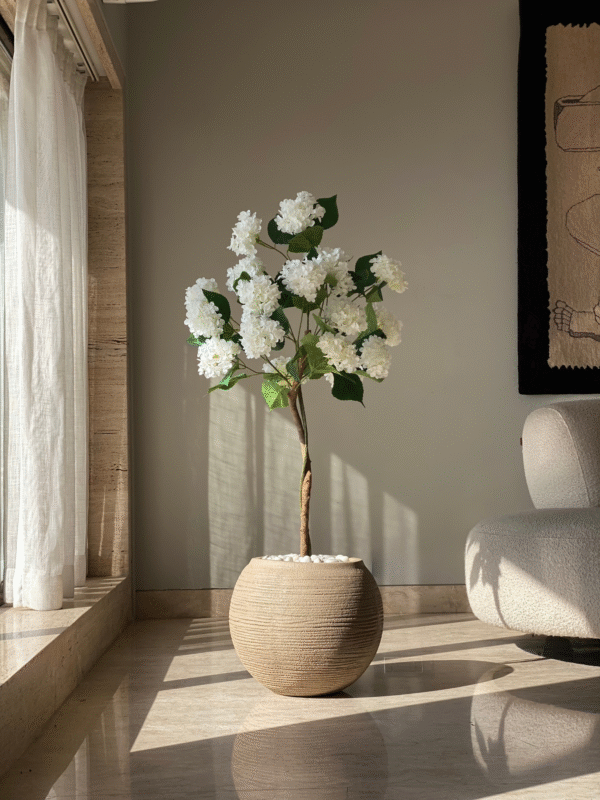Plante artificielle d’hortensia blanc – 1,20 mètre - Image 2
