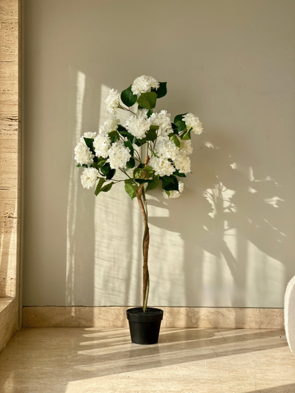 Plante artificielle d’hortensia blanc – 1,20 mètre - Image 4
